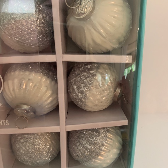 Martha Stewart Christmas Ornaments White And Silver Glitter Ornaments Set Of 12 - Picture 11 of 13